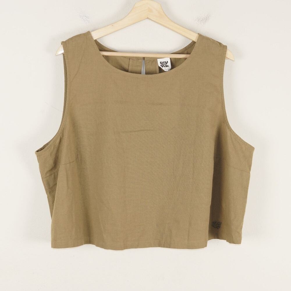 NEW Lucy & Yak Cotton Linen Shell Tank Top Khaki Brown Womens Sz US 18 UK 22